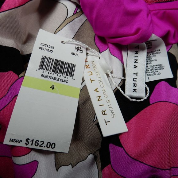 TRINA TURK Lynx Gemini Ruffle Off the Shoulder One Piece SWIMSUIT 4 Floral $162 - Picture 4 of 10